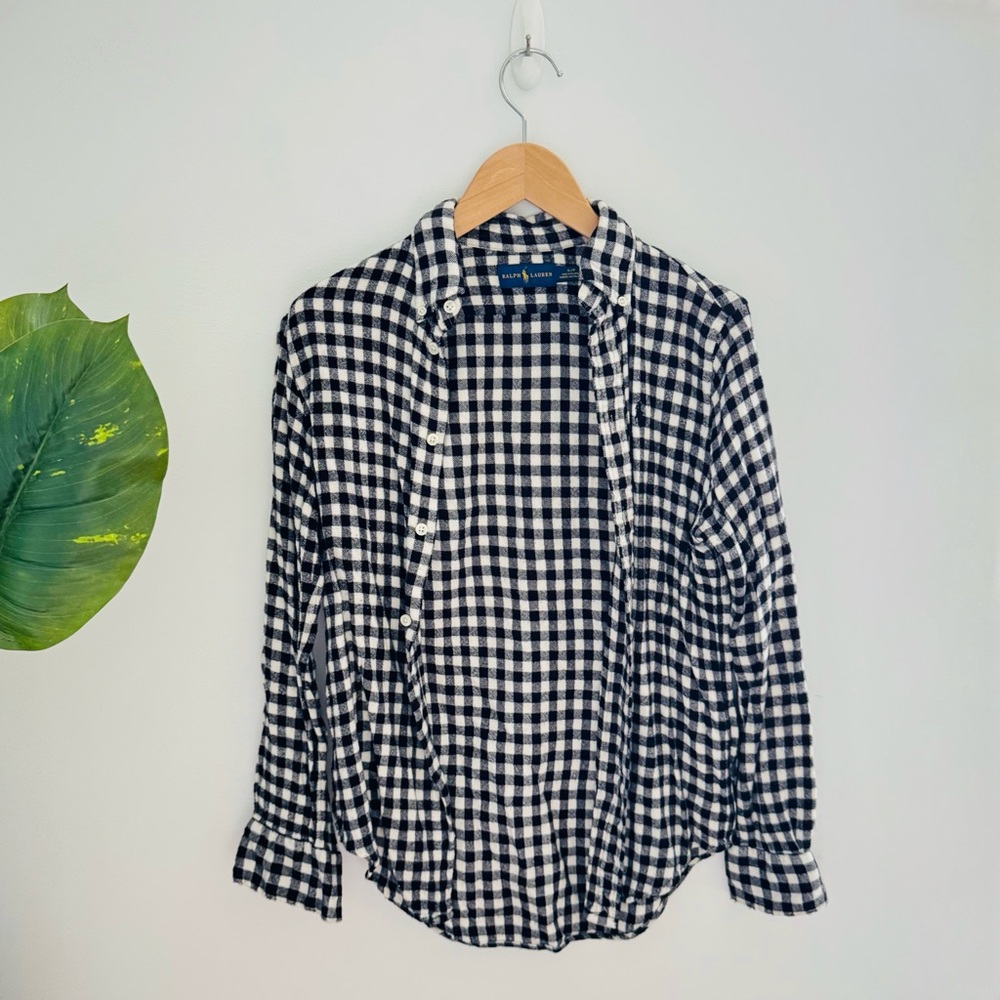 RALPH LAUREN | Black And White Plaid Flannel Shirt Size Small